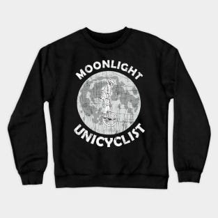 Crazy Moonlight Unicyclists Doing Balancing Stunts Crewneck Sweatshirt